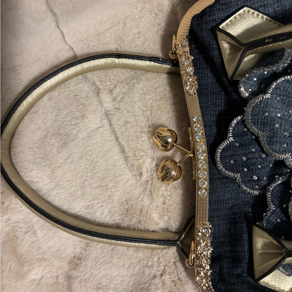 Source Unknown Denim and Gold Floral Shoulder Bag - Picture 8 of 8